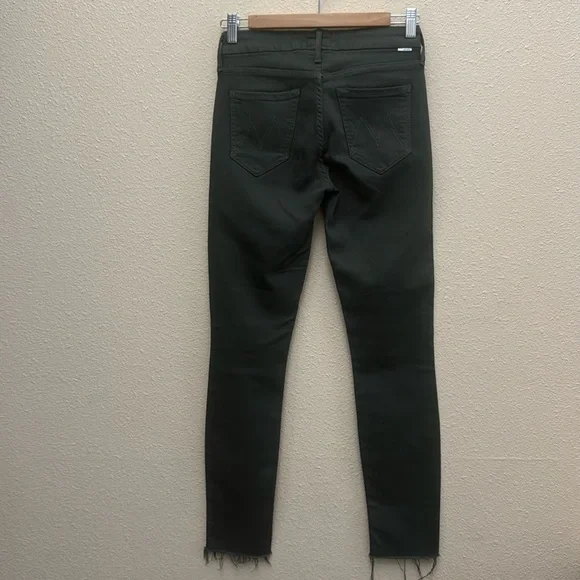 Mother Looker Ankle Fray Skinny Just For Kicks Emerald Green Denim Jeans Size 25 - Picture 8 of 16